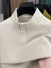 Sudadera de Color Sólido con Cuello Redondo y Diseño de Media Botonadura para Hombres y Mujeres, Estilo Nuevo Perezoso de Moda, Top Holgado Elegante y Versátil