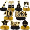 Decoración de Mesa para 16º Cumpleaños Negro Dorado Panal de Abeja Mesa Decoraciones para Fiesta de Cumpleaños Suministros Adornos de Panal para Fiesta
