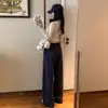 Calça de moletom feminina cinza estilo americano, novo design outono 2026, plissada, solta, perna larga, fluida, casual