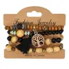 Conjunto de Cuentas de Madera Cadena Combinación Pulsera Aleación Rosa Hecho a Mano Moderno Pulsera de Moda HY-2774