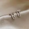 Brincos de Prata Banhados a Ouro Real 18K com Agulha de Prata e Zircônia Super Brilhante Estilo Coreano Brincos Simples Brincos Leves de Luxo de Alta Qualidade para Mulheres