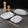 Pratos retangulares de melamina, qualidade comercial, plástico similar à porcelana, para hotéis, restaurantes, pratos de hot pot e para servir acompanhamentos com carne grelhada