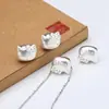 Prata Pura 999 Gatinha Hello Kitty 3D pulseira rígida de prata acessórios Pulseira DIY feita à mão contas miçangas corda trançada gato KT