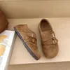 Zapatos de Salón Individuales para Mujer con Aumento Interno de Altura, Punta Redonda, Gamuza, Correa con Hebilla, Suela Suave, Mocasines sin Cierre, Mocasines Versátiles y de Moda