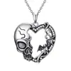 Corrente para Clavícula Estilo Europeu e Americano Retro Caveira Coração Transfronteiriça Pingente de Morcego Sombrio de Halloween Colar em Forma de Coração Cravejado de Diamantes