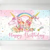 Nueva decoración de fondo de cumpleaños temática de unicornio para comercio exterior transfronterizo, tela de fondo de arcoíris para fiesta de cumpleaños estilo soñador