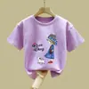 2026 Nueva Camiseta de Verano de Algodón Puro para Niños Mayores, Camiseta de Manga Corta para Niñas, Atuendo de Verano, Top Fino de Media Manga