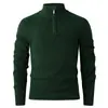 Nuevo Suéter de Punto Cruzado para Hombre de Amazon, Color Sólido, Cuello Alto Simple, Media Cremallera, Suéter Casual Básico