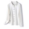 Camisa Original de Excedente de Exportación Estilo Japonés Ajustada con Forro de Felpa Engrosada Cuello Puntiagudo Cálida y Cómoda de Manga Larga para Mujer