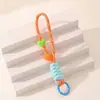 Novo Chaveiro Cordão Colorido Trançado em Forma de Coração de Acrílico Handmade DIY Criativo Corrente Curta para Pendurar na Bolsa do Celular