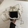 2026 Nova Moda Cor Color Block Corrente Cordão Contas Casual Simples Grande Capacidade Bolsa de Ombro Transversal para Mulheres
