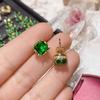 Pintura al óleo vintage de camelia Pendientes de pavo real esmeralda Pendientes colgantes de borla larga y exagerada con incrustaciones de diamantes