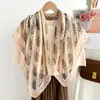 Bufanda de Algodón y Lino con Estampado de Cadena Vintage para Mujer, Pañuelo de Cuello para Primavera y Verano, Elegante Chal de Seda de Alta Gama para el Trayecto al Trabajo