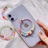 Soporte de Anillo de Cadena Colgante Magnético de Cuentas Coloridas Gradiente Transparente Magsafe Adecuado para Cordón de Teléfono Huawei y Apple