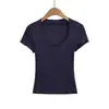 2026 Estilo Nuevo Ajustado Cuello en U Ligera Base de Seda de Leche Camiseta con Forma de Reloj de Arena Cintura Alta Manga Corta Hombro Normal para Mujer Verano