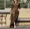Vestido informal de vacaciones para mujer, de manga larga, con solapa y estampado floral, de algodón, con botones y camisa larga