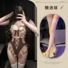 Lencería coqueta y sexy con moños retro, diseño de volantes calados, conjunto de una pieza sin espalda estilo deseo puro para mujer