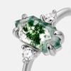 Distribuição transfronteiriça de novos explosivos S925 prata verde musgo anel feminino anel de ágata aquática Estilo nobre europeu e americano
