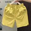 Novedad de Verano Versátil Delgados Lisos Rectos Secado Rápido Casual Pantalones Cortos para Hombre Estilo Hong Kong Modernos Versátiles Simples Pantalones de Cinco Puntos