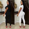 C7845 Cruz 2026 Nueva Ropa para Mujer Europea Americana Sexy Hueca Manga Corta Adelgazante Bodycon Ceñido al Cuerpo Mono Ajustado