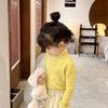 [em estoque meninas camisola de gola alta assentamento camisa outono e inverno novo bebê menina dentro de cor sólida tricô infantil