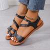 Sandalias Casuales de Color Caramelo para Tallas Grandes de Celebridad de Internet Verano Nuevo Color Combinado Zapatos de Mujer Sandalias de Playa con Velcro de Comercio Exterior