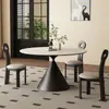 Mesa de Jantar e Cadeiras Redondas Estilo Retro Francês Antigo Rock Plate Mesa Redonda Simples Moderna Minimalista Estilo Italiano para Apartamento Pequeno