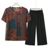 Vestido de Verão da Mãe 2025 Novo terno Algodão Seda Camisa para Meia-idade e Idosos Verão da Vovó Estilo Ocidental Cardigã Algodão Seda
