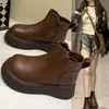 Botines de Suela Gruesa Forrados de Borrego para Mujer, Nuevo Estilo Otoño e Invierno 2026, Estilo Británico Retro con Cremallera Lateral, Punta Redonda, Cálidos Botines Martin