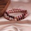 Nueva Pulsera de Estilo Chino Moda Versátil Ónix Rojo Piedra Rosa Jade Rojo Sándalo Cristal Pulsera Doble Círculo Explosiones de TikTok