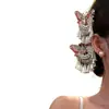 Mariposas Bailando Entre Flores~Pinza para el Cabello de Mariposa Rosa Estilo Étnico para Mujeres Clip Lateral Trasero de la Cabeza Borla Accesorios para el Cabello Hanfu