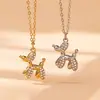 Xinyixinxin Perro Globo de Circonita Micro pavimentada Colgante Lindo Collar Moda Femenina Lujo Accesible Cadena de Clavícula Personalizada Acero Inoxidable