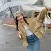 Jaqueta curta casual com retalhos de renda, estilo 2026 outono, nova moda, simples, elegante, divertida e de espírito livre para mulheres