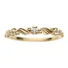 Moda Europeia e Americana Pudim de Creme Exquisito Pequeno Padrão de Onda de Diamante Anel de Zircônia para Mulheres, Empilhável Simples Versátil Design de Nicho