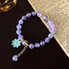 Pulseira de Florzinhas Margaridas Florindo Mais Vendida para Mulheres, Versátil e de Alto Padrão Pulseira de Girassol de Cristal Rosa, Atacado de Joias Yiwu
