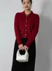 Cárdigan de Punto con Solapa 100% Lana Otoño e Invierno Elegante Ligero Maduro de un Solo Botón Suéter Cómodo Adelgazante para Mujer