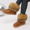 Sapatos de algodão médio-quentes raposa atacado botas de neve femininas cano baixo mais veludo sapatos femininos botas de algodão fabricante tamanho grande peludo inverno