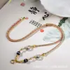 Colar Cordão Thangka de Vidro com Contas Dzi Linha Única Fivela de Liberação Rápida Estilo Chinês Novo Tecido à Mão Corrente de Suéter Estilo Chinês Nicho