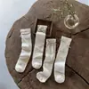 Fábrica de Calcetines Laibo MS1189 Calcetines de Verano Ultradelgados para Niñas Estilo Coreano Calcetines Finos de Malla de Algodón Color Sólido Calcetines con Volantes de Princesa