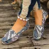 Nuevos Zapatos Planos Perezosos de Tela con Bloques de Color Transfronterizos para Mujer, Comercio Exterior, Estilo Étnico, de Corte Bajo, Transpirables, Zapatos Perezosos para el Trabajo