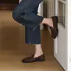 Mocasines de Piel Suave para Mujer 2026 Primavera/Verano Nuevos Zapatos Planos Perezosos de Tacón Grueso Estilo Británico Retro Zapatos Pequeños de Cuero