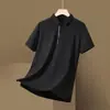 2026 Verano Más Vendido Seda de Hielo Nylon Color Sólido Simple y Elegante Camisa Polo de Alta Gama para Hombre al por Mayor