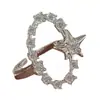 Anillo Brillante de Estrella de Lujo Ligero para Mujer, Anillo Abierto Versátil de Personalidad Exagerada Transfronterizo, Anillo para Dedo Índice de Diseño de Nicho de Celebridad de Internet