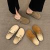 Sapatos Femininos 2024 Novos Primavera e Verão Sola Grossa Versáteis Estilo Birkenstock Bico Fechado Mule Slip-On para Uso Externo