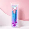Set de Pinceles de Maquillaje Cola de Sirena en Stock, Set de 4 Piezas, Pincel para Sombras de Ojos, Pincel para Rubor, Set Completo de Herramientas de Belleza para Principiantes al por Mayor