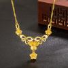 Juego de Collar con Colgante de Flor para Mujer Chapado en Oro de 24K Cadena de Oro Arena Vietnamita Flor de Boda para Novia Juego de Cadena de Estrella de Flor