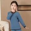 Otoño Invierno Niños y Niñas Ropa de Otoño Camiseta Básica Niños Grandes Pijamas Cálidos Jacquard Infantil Lijado Doble Cara Ropa Interior Térmica