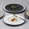 Kaibaiya Prato para Jantar de Bife Ocidental Prato Raso Redondo Imitação de Porcelana Prato de Melamina A5 Restaurante Louça