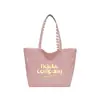 Bolsa de lona amarela com bolinhas pretas estilo coreano, dupla face, para mulheres, bolsa tote versátil casual de grande capacidade para o dia a dia, bolsa de ombro