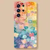 Funda floral adecuada para Samsung s26ultra, s25 spring con cadena para colgar, s24+ estilo de color contrastante, s23 nueva cubierta protectora